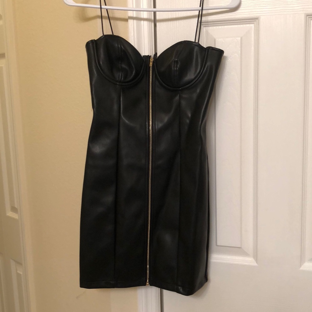NWT Black leather dress S